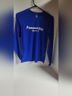 Panama City Beach Long Sleeve Men's Rash Guard - Blue